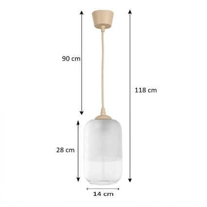 BRILAGI - LED luster na sajli RETRO GLASS 1xE27/60W/230V prečnik 14 cm bež/bela