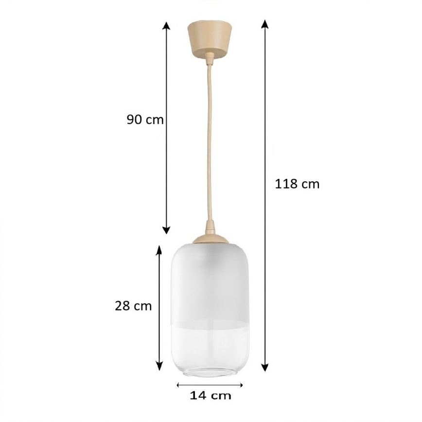 BRILAGI - LED luster na sajli RETRO GLASS 1xE27/60W/230V prečnik 14 cm bež/bela