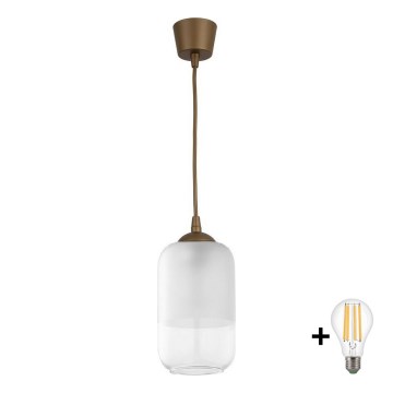 BRILAGI - LED luster na sajli RETRO GLASS 1xE27/60W/230V prečnik 14 cm braon/bela