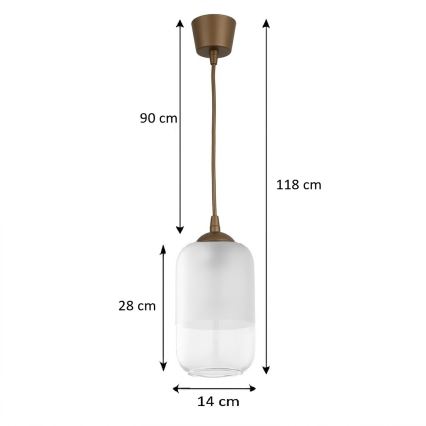 BRILAGI - LED luster na sajli RETRO GLASS 1xE27/60W/230V prečnik 14 cm braon/bela