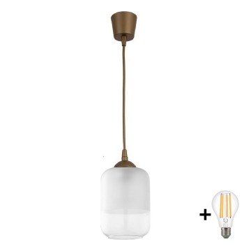 BRILAGI - LED luster na sajli RETRO GLASS 1xE27/60W/230V prečnik 14 cm braon/bela