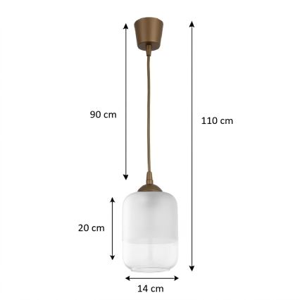 BRILAGI - LED luster na sajli RETRO GLASS 1xE27/60W/230V prečnik 14 cm braon/bela