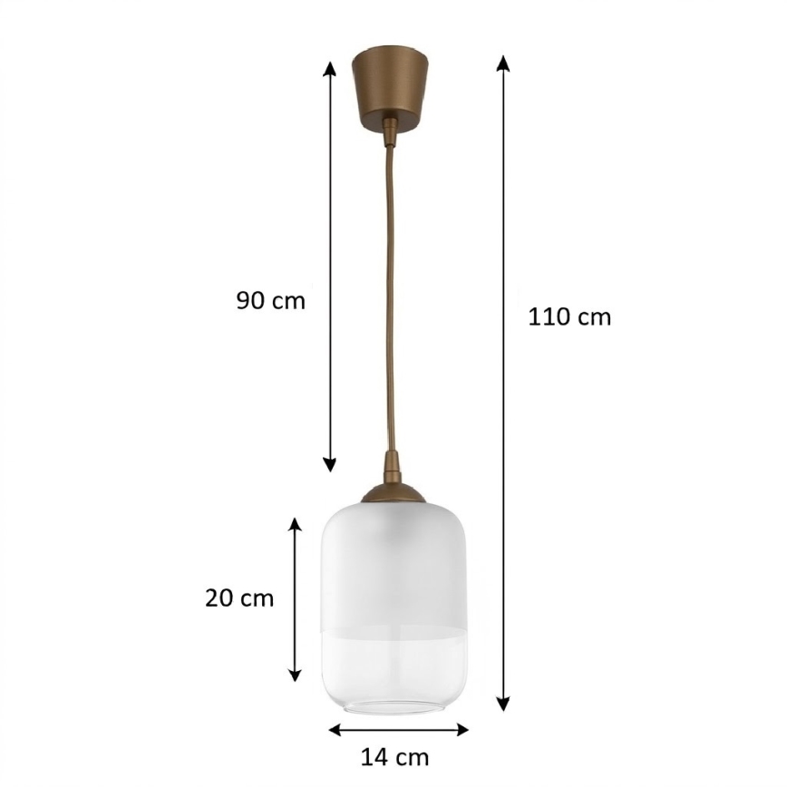 BRILAGI - LED luster na sajli RETRO GLASS 1xE27/60W/230V prečnik 14 cm braon/bela