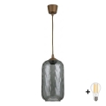 BRILAGI - LED luster na sajli RETRO GLASS 1xE27/60W/230V prečnik 14 cm braon/dimno siva