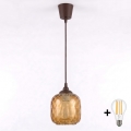 BRILAGI - LED luster na sajli RETRO GLASS 1xE27/60W/230V prečnik 14 cm braon/zadimljena braon
