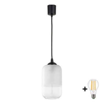 BRILAGI - LED luster na sajli RETRO GLASS 1xE27/60W/230V prečnik 14 cm crna/bela