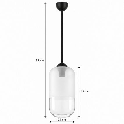 BRILAGI - LED luster na sajli RETRO GLASS 1xE27/60W/230V prečnik 14 cm crna/bela