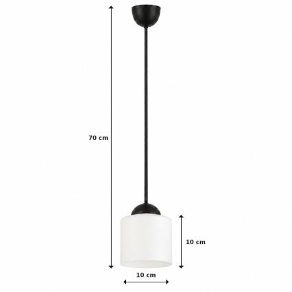 BRILAGI - LED luster na sajli RETRO GLASS 1xE27/60W/230V prečnik 14 cm crna/bela