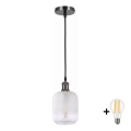 BRILAGI - LED luster na sajli RETRO GLASS 1xE27/60W/230V prečnik 14 cm crna/bela