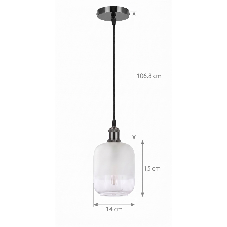 BRILAGI - LED luster na sajli RETRO GLASS 1xE27/60W/230V prečnik 14 cm crna/bela