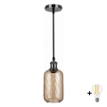 BRILAGI - LED luster na sajli RETRO GLASS 1xE27/60W/230V prečnik 14 cm crna/dimljeno braon