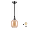 BRILAGI - LED luster na sajli RETRO GLASS 1xE27/60W/230V prečnik 14 cm crna/zadimljena smeđa