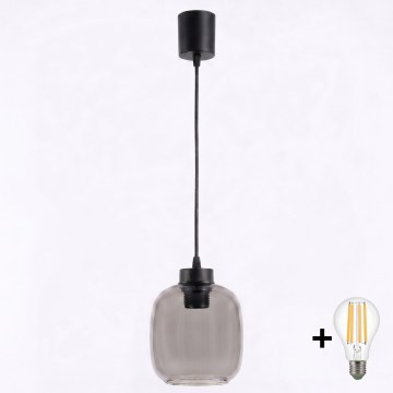 BRILAGI - LED luster na sajli RETRO GLASS 1xE27/60W/230V prečnik 14 cm crna/zadimljeno-siva
