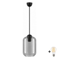 BRILAGI - LED luster na sajli RETRO GLASS 1xE27/60W/230V prečnik 14 cm crna/zadimljeno siva