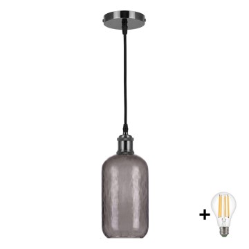 BRILAGI - LED Luster na sajli RETRO GLASS 1xE27/60W/230V prečnik 14 cm crna/zadimljeno-siva