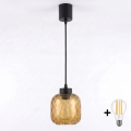 BRILAGI - LED luster na sajli RETRO GLASS 1xE27/60W/230V prečnik 14 cm crna/zadimljeno-smeđa