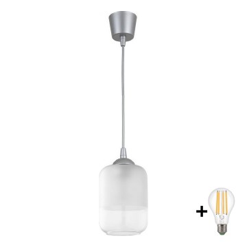BRILAGI - LED luster na sajli RETRO GLASS 1xE27/60W/230V prečnik 14 cm srebrna/bela