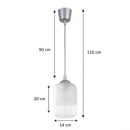 BRILAGI - LED luster na sajli RETRO GLASS 1xE27/60W/230V prečnik 14 cm srebrna/bela