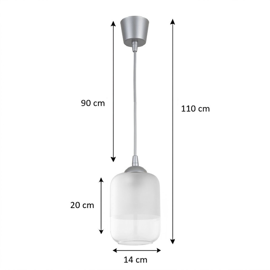 BRILAGI - LED luster na sajli RETRO GLASS 1xE27/60W/230V prečnik 14 cm srebrna/bela