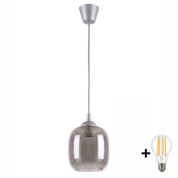 BRILAGI - LED luster na sajli RETRO GLASS 1xE27/60W/230V prečnik 14 cm srebrna/zadimljena siva
