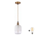 BRILAGI - LED luster na sajli RETRO GLASS 1xE27/60W/230V prečnik 14 cm zlatna/bela