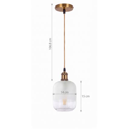 BRILAGI - LED luster na sajli RETRO GLASS 1xE27/60W/230V prečnik 14 cm zlatna/bela
