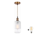 BRILAGI - LED luster na sajli RETRO GLASS 1xE27/60W/230V prečnik 14 cm zlatna/bela