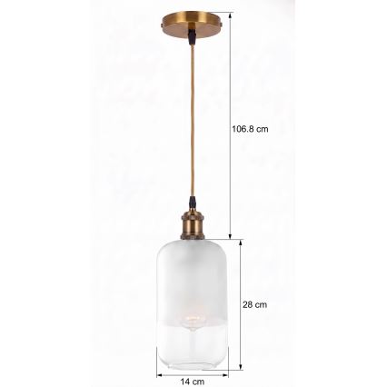 BRILAGI - LED luster na sajli RETRO GLASS 1xE27/60W/230V prečnik 14 cm zlatna/bela