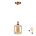 BRILAGI - LED luster na sajli RETRO GLASS 1xE27/60W/230V prečnik 14 cm zlatna/zadimljeno-smeđa