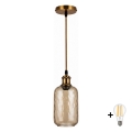 BRILAGI - LED Luster na sajli RETRO GLASS 1xE27/60W/230V prečnik 14 cm zlatna/zadimljeno-smeđa
