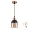 BRILAGI - LED luster na sajli RETRO GLASS 1xE27/60W/230V prečnik 15,5 cm zlatna/zadimljeno bež