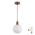 BRILAGI - LED luster na sajli RETRO GLASS 1xE27/60W/230V prečnik 15 cm bakrena/bela