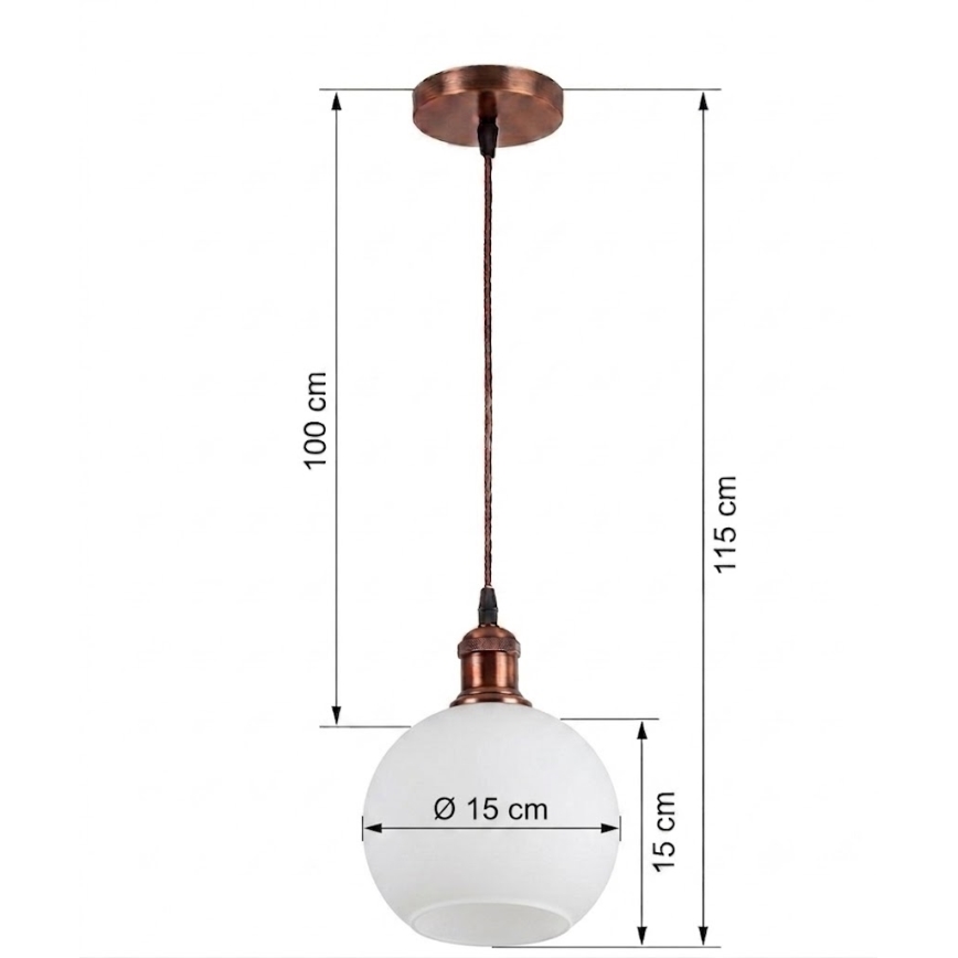 BRILAGI - LED luster na sajli RETRO GLASS 1xE27/60W/230V prečnik 15 cm bakrena/bela