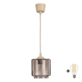 BRILAGI - LED luster na sajli RETRO GLASS 1xE27/60W/230V, prečnik 15 cm, bež/dimljeno bež
