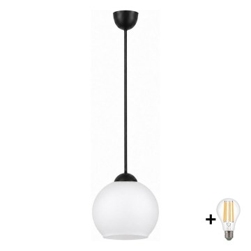 BRILAGI - LED luster na sajli RETRO GLASS 1xE27/60W/230V prečnik 15 cm crna/bela