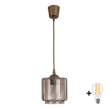BRILAGI - LED luster na sajli RETRO GLASS 1xE27/60W/230V prečnik 15 cm smeđa/dimljeno bež