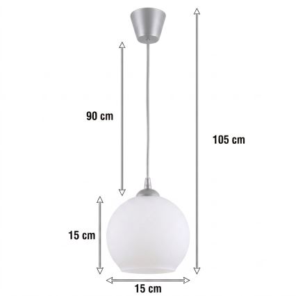 BRILAGI - LED luster na sajli RETRO GLASS 1xE27/60W/230V prečnik 15 cm srebrna/bela