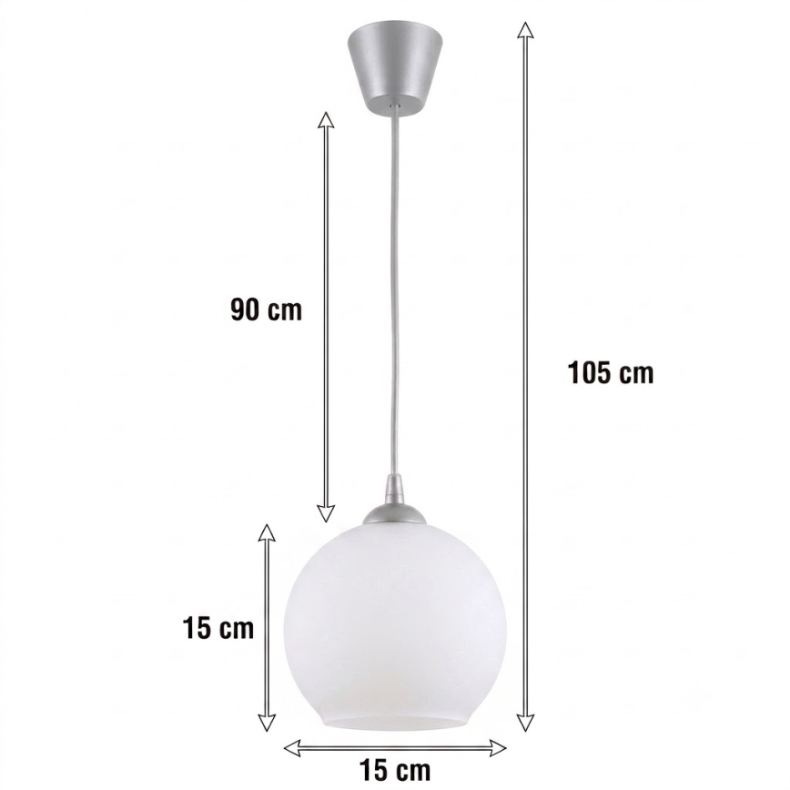 BRILAGI - LED luster na sajli RETRO GLASS 1xE27/60W/230V prečnik 15 cm srebrna/bela