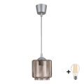 BRILAGI - LED luster na sajli RETRO GLASS 1xE27/60W/230V prečnik 15 cm srebrna/zadimljena bež