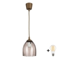 BRILAGI - LED luster na sajli RETRO GLASS 1xE27/60W/230V prečnik 17 cm braon/zadimljeno bež