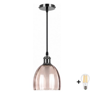 BRILAGI - LED luster na sajli RETRO GLASS 1xE27/60W/230V prečnik 17 cm crna/dimna bež