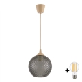 BRILAGI - LED luster na sajli RETRO GLASS 1xE27/60W/230V prečnik 18 cm bež/dimno siva