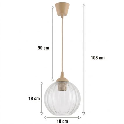 BRILAGI - LED luster na sajli RETRO GLASS 1xE27/60W/230V, prečnik 18 cm, bež/providno