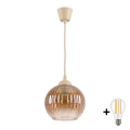 BRILAGI - LED luster na sajli RETRO GLASS 1xE27/60W/230V prečnik 18 cm bež/zadimljena braon