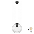 BRILAGI - LED luster na sajli RETRO GLASS 1xE27/60W/230V prečnik 18 cm crna/prozirna