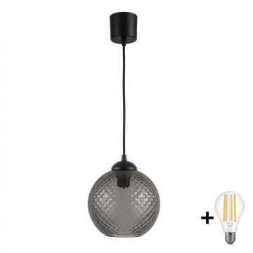 BRILAGI - LED luster na sajli RETRO GLASS 1xE27/60W/230V prečnik 18 cm crna/zadimljeno siva