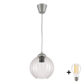 BRILAGI - LED luster na sajli RETRO GLASS 1xE27/60W/230V prečnik 18 cm srebrna/prozirna