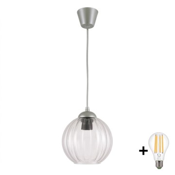 BRILAGI - LED luster na sajli RETRO GLASS 1xE27/60W/230V prečnik 18 cm srebrna/prozirna
