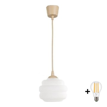 BRILAGI - LED luster na sajli RETRO GLASS 1xE27/60W/230V prečnik 20 cm bež/bela