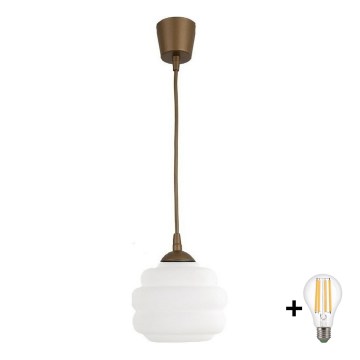 BRILAGI - LED luster na sajli RETRO GLASS 1xE27/60W/230V, prečnik 20 cm, braon/bela
